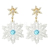 Christmas Snowflake Glass Seed Braided Dangle Earrings EJEW-MZ00233-05-1