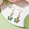 Real 18K Gold Plated Alloy Enamel Dangle Earrings EJEW-JE05667-04-2