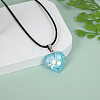 Luminous Heart with Paillette Inside Pendant Black Wax Cord Necklaces FS-WGF75A0-02-1