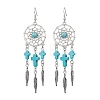 Cross Synthetic Turquoise Dangle Earrings EJEW-JE06330-01-2