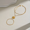 304 Stainless Steel Spiral Sun Double Layer Hand Chain Finger Ring Bracelets for Women BN7044-4