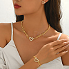 Women's Alloy Cubic Zirconia Bracelets & Stud Earrings & Necklaces Sets JG1562-3