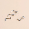 316 Surgical Stainless Steel Crystal Rhinetone Flat Round L-Shaped Nose Rings WGCD50A-02-3