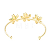 Alloy Flower with Imitation Pearl Beaded Open Cuff Bangle for Women BJEW-D054-02G-03-2