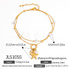 Summer Beach 304 Stainless Steel Pave Clear  Cubic Zirconia & White Round Plastic Pearl Charm Double Layer Anklets FS-WG119D8-02-2