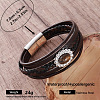 Vintage 304 Stainless Steel Men's Braided PU Leather Multi-Strand Bracelets with Metal Magnetic Clasps TT3196-2-1