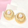 304 Stainless Steel ABS Plastic Pearl Stud Earrings for Women EJEW-U046-09G-2