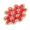 Woven Glass Beaded Connector Charms PALLOY-MZ01201-02-4