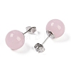 Natural Rose Quartz Stud Earrings EJEW-Z060-04P-03-1