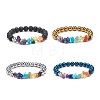 Natural & Synthetic Gemstone Chips Stretch Bracelet with Alloy Cross BJEW-JB08583-1
