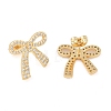 Brass Micro Pave Clear Cubic Zirconia Stud Earrings for Women EJEW-S225-13G-2