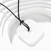 Natural Mixed Gemstone Square Pendants Black PU Leather Cord Necklaces NJEW-K285-01-2