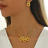 Elegant Brass Heart Stud Earrings & Pendant Necklaces Sets for Women BQ9516-2-3