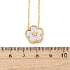 304 Stainless Steel Pave Natural Pink Shell Flower Pendant Necklaces for Women NJEW-U032-16G-01-5