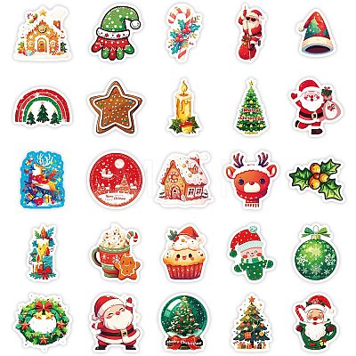 50Pcs Christmas Theme Cartoon Paper Stickers DIY-P085-05-1