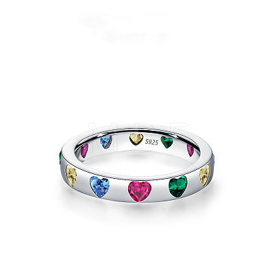 925 Sterling Silver Micro Pave Colorful Cubic Zirconia Finger Rings FS-WGC9F63-17-1