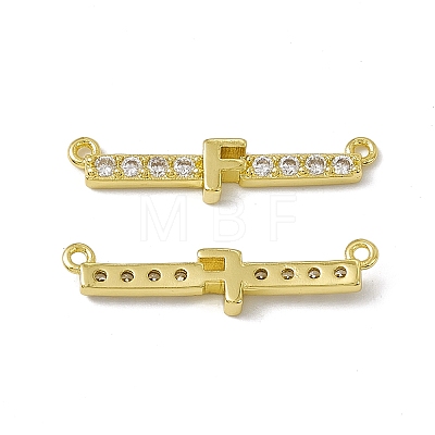 Rack Plating Brass Micro Pave Clear Cubic Zirconia Connector Charms KK-C007-37G-F-1