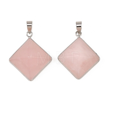 Natural Rose Quartz Pendants G-H359-03P-02-1