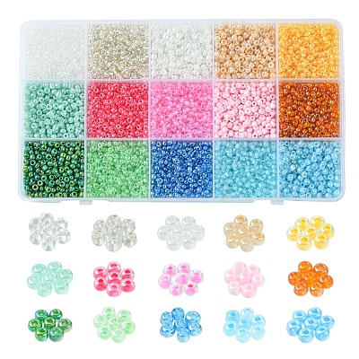 180G 15 Colors Glass Seed Beads SEED-FS0001-11-1