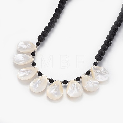 Spiral Shell Bib Necklaces NJEW-JN02315-1