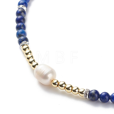 Natural Gemstone & Pearl Beaded Necklace for Women NJEW-JN03998-1