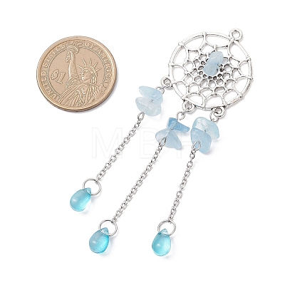 3Pcs 3 Styles Alloy Woven Net with Teardrop Big Pendants PALLOY-JF04660-1