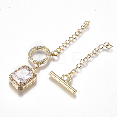 Brass Micro Pave Clear Cubic Zirconia Chain Extender X-ZIRC-G168-03G-1