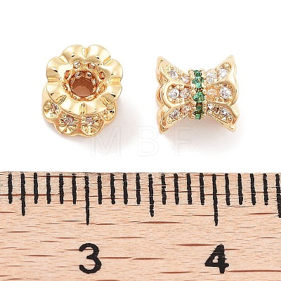 Brass Micro Pave Clear Cubic Zirconia Beads KK-P271-39A-06-1