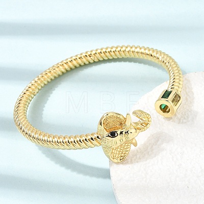 Brass Pave Cubic Zirconia Elephant Open Cuff Bangles for Women CU-CBAE7DF-50G-1