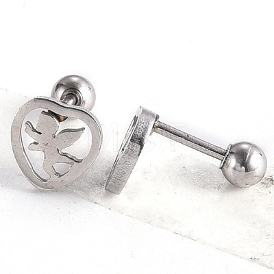 Tarnish Resistant 201 Stainless Steel Barbell Cartilage Earrings EJEW-R147-35-1