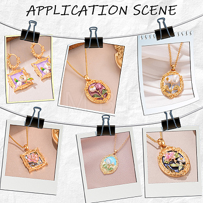 4Pcs Brass Pendant Cabochon Settings KK-BBC0020-14-1