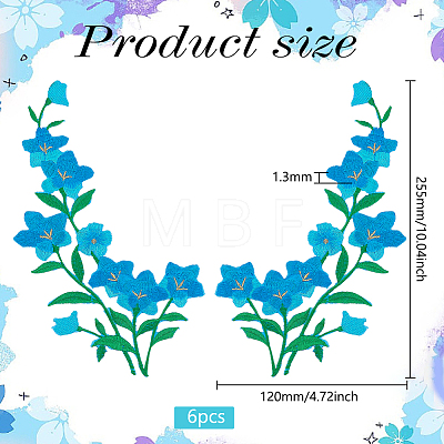 Flower Polyester Embroidery Iron on Applique Patch PATC-WH0005-48C-1