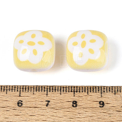 Opaque Printed Acrylic Beads SACR-T018-01-1