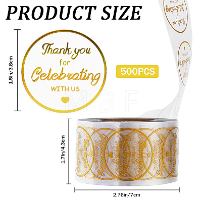 Hot Stamping BOPP Thank You Gift Sticker Rolls STIC-WH0004-20-1
