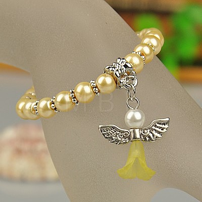 Lovely Wedding Dress Angel Bracelets for Kids BJEW-JB00727-12-1
