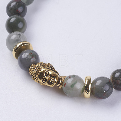 Natural Bloodstone Beads Stretch Bracelets BJEW-E325-D20-1