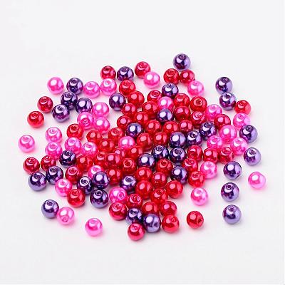 Valentine's Mix Glass Pearl Beads Sets HY-X006-6mm-10-1