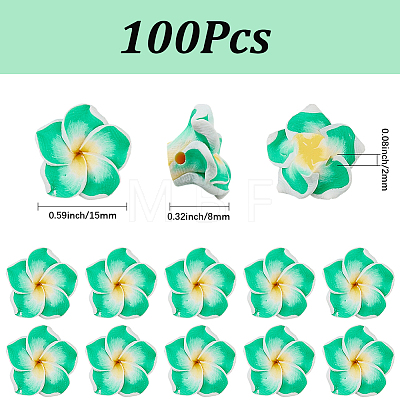 100Pcs Handmade Polymer Clay 3D Flower Plumeria Beads CLAY-SC0002-48B-1
