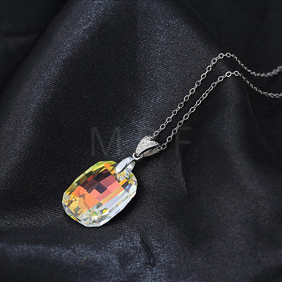 925 Sterling Silver Glass Pendant Necklaces NJEW-C048-01B-1