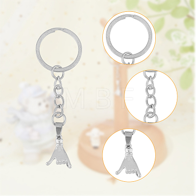 Pull Hook Gesture Alloy Pendant Keychain KEYC-WH0036-36B-1