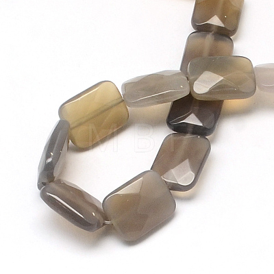 Faceted Rectangle Natural Grey Agate Beads Strands X-G-R304-08-1