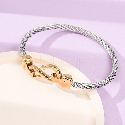 Duo Tone 304 Stainless Steel Twisted Rope Cuff Bangles with S Clasps for Women SA-CBA2192-02GP-1