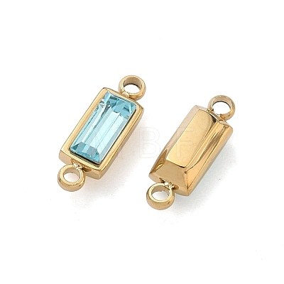 Birthstone 304 Stainless Steel Rhinestone Connector Charms STAS-L022-576G-08-1