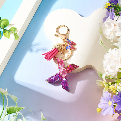 Alloy Resin Butterfly Keychains KEYC-TADJ0002-02G-X-1