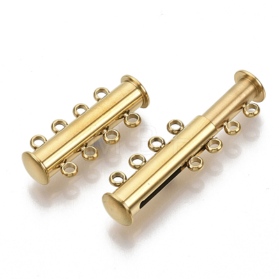 201 Stainless Steel Magnetic Slide Lock Clasps X-STAS-S079-159G-1