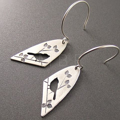 Hollow Bird with Branch Alloy Dangle Earrings FS-WG930CF-01-1