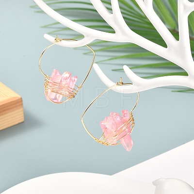 Electroplated Natural Quartz Wire Wrapped Earrings for Girl Women EJEW-JE04646-01-1