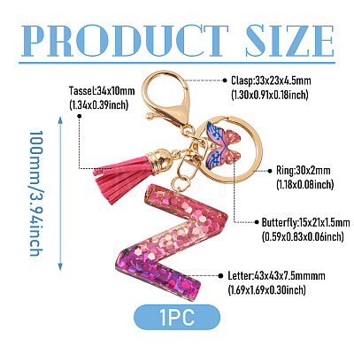 Alloy Resin Butterfly Keychains KEYC-TADJ0002-02G-Z-1