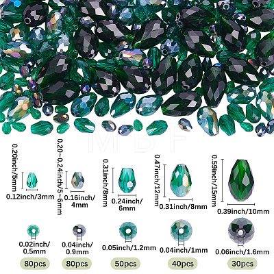 280Pcs 6 Styles Faceted Glass Beads Strands GLAA-SC0003-54-1