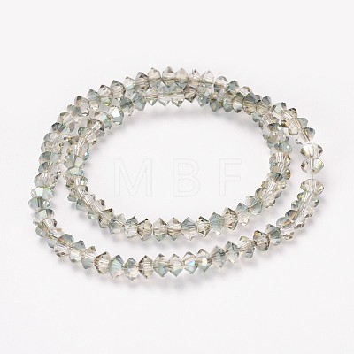 Half Rainbow Plated Faceted Bicone Glass Bead Strands EGLA-J102-HR03-1